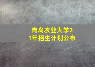 青岛农业大学21年招生计划公布