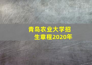 青岛农业大学招生章程2020年