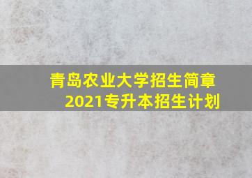 青岛农业大学招生简章2021专升本招生计划