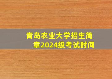 青岛农业大学招生简章2024级考试时间