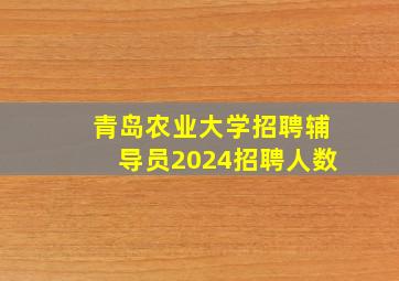 青岛农业大学招聘辅导员2024招聘人数