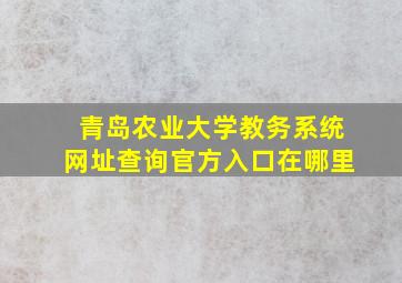 青岛农业大学教务系统网址查询官方入口在哪里