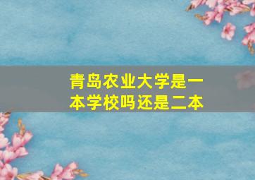 青岛农业大学是一本学校吗还是二本