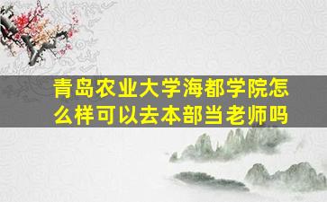 青岛农业大学海都学院怎么样可以去本部当老师吗