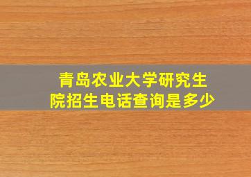 青岛农业大学研究生院招生电话查询是多少