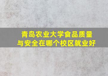 青岛农业大学食品质量与安全在哪个校区就业好