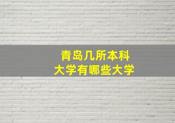 青岛几所本科大学有哪些大学