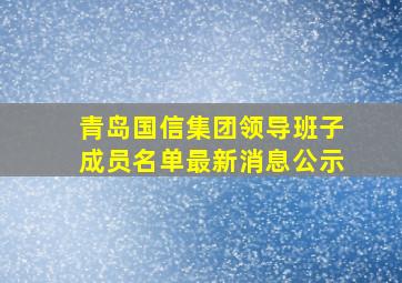 青岛国信集团领导班子成员名单最新消息公示