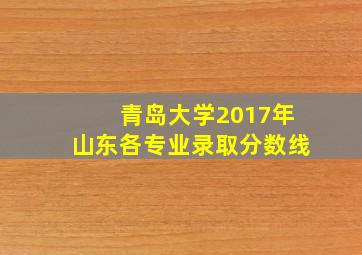 青岛大学2017年山东各专业录取分数线