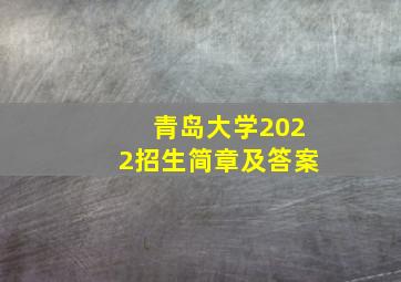 青岛大学2022招生简章及答案