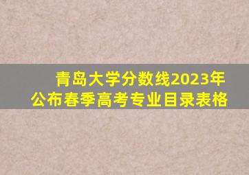 青岛大学分数线2023年公布春季高考专业目录表格