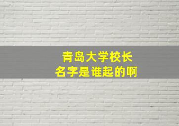 青岛大学校长名字是谁起的啊