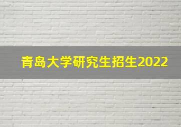 青岛大学研究生招生2022