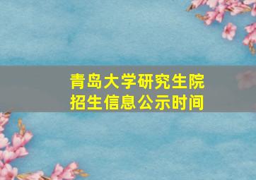 青岛大学研究生院招生信息公示时间