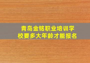 青岛金铭职业培训学校要多大年龄才能报名