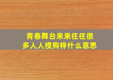 青春舞台来来往往很多人人模狗样什么意思