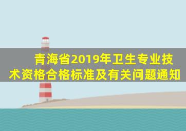 青海省2019年卫生专业技术资格合格标准及有关问题通知