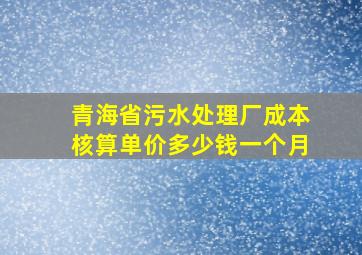 青海省污水处理厂成本核算单价多少钱一个月