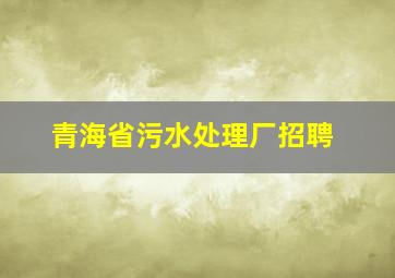 青海省污水处理厂招聘