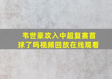 韦世豪攻入中超复赛首球了吗视频回放在线观看