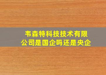 韦森特科技技术有限公司是国企吗还是央企