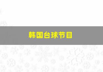 韩国台球节目