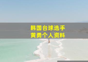 韩国台球选手黄勇个人资料