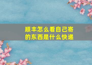 顺丰怎么看自己寄的东西是什么快递