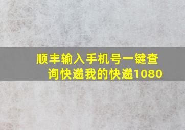 顺丰输入手机号一键查询快递我的快递1080