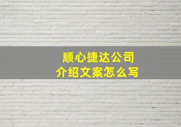 顺心捷达公司介绍文案怎么写