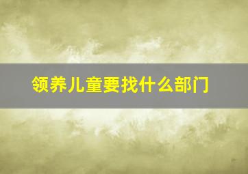 领养儿童要找什么部门