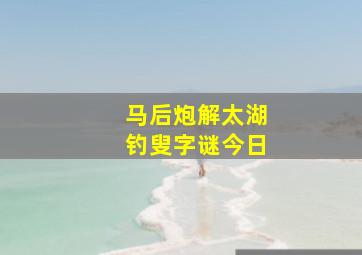 马后炮解太湖钓叟字谜今日