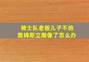 骑士队老板儿子不给詹姆斯立雕像了怎么办