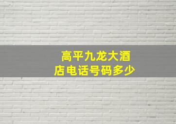 高平九龙大酒店电话号码多少