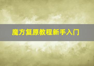 魔方复原教程新手入门