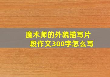 魔术师的外貌描写片段作文300字怎么写