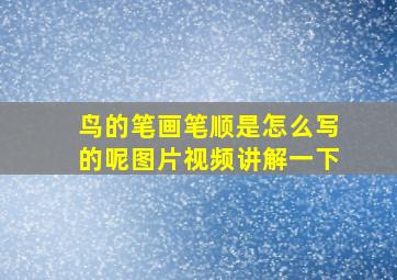 鸟的笔画笔顺是怎么写的呢图片视频讲解一下