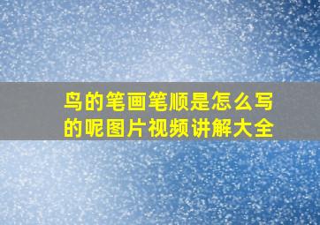 鸟的笔画笔顺是怎么写的呢图片视频讲解大全