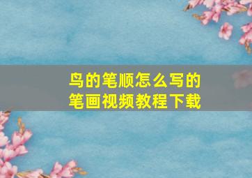 鸟的笔顺怎么写的笔画视频教程下载