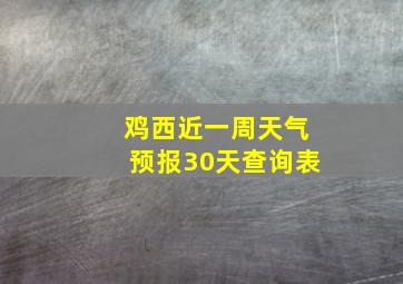 鸡西近一周天气预报30天查询表