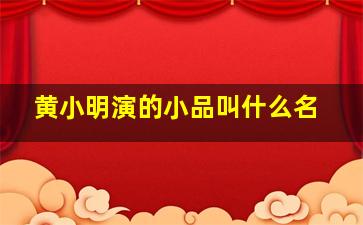 黄小明演的小品叫什么名