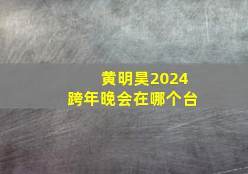 黄明昊2024跨年晚会在哪个台