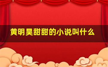 黄明昊甜甜的小说叫什么