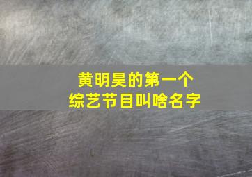 黄明昊的第一个综艺节目叫啥名字