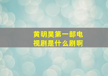 黄明昊第一部电视剧是什么剧啊