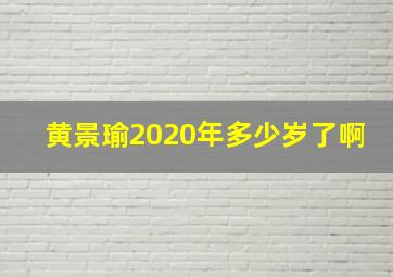 黄景瑜2020年多少岁了啊