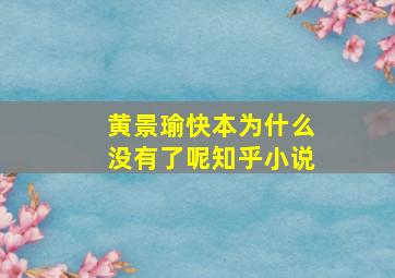 黄景瑜快本为什么没有了呢知乎小说