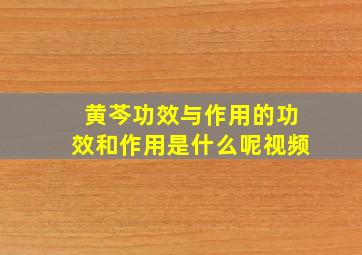 黄芩功效与作用的功效和作用是什么呢视频