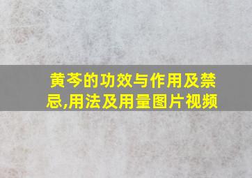 黄芩的功效与作用及禁忌,用法及用量图片视频