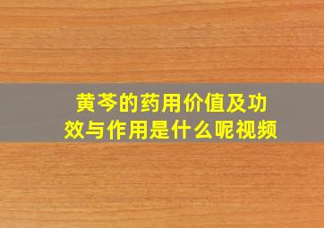 黄芩的药用价值及功效与作用是什么呢视频